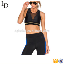 Black plain lycra yoga wear sexy women gym wear set